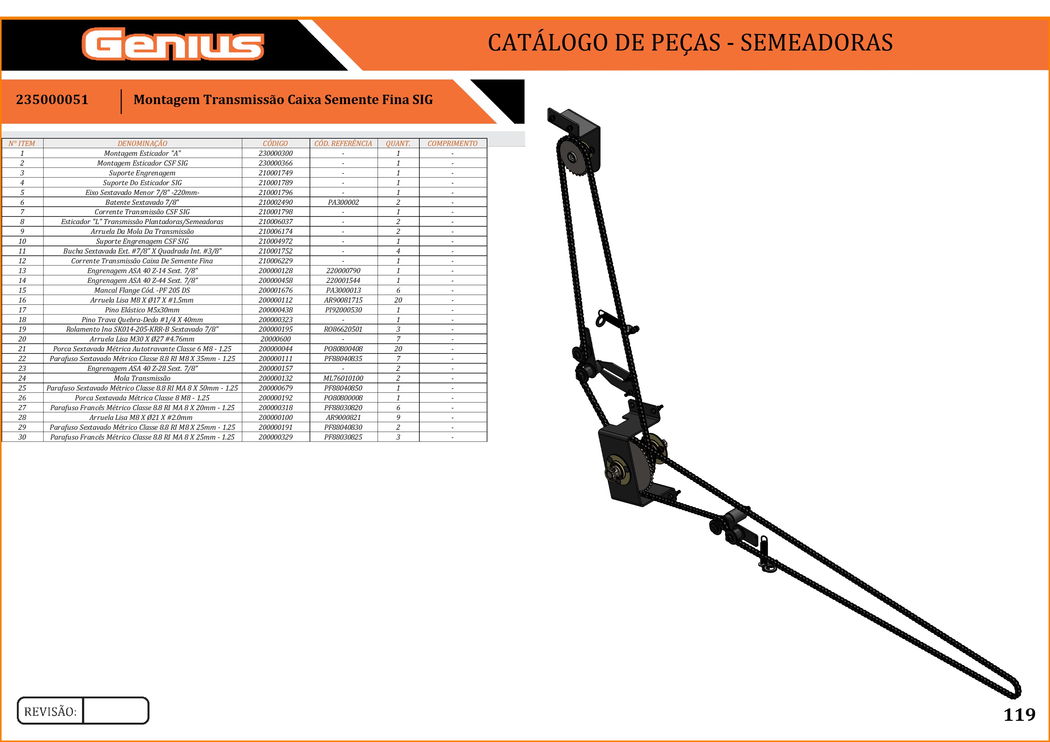 Montagem Transmissão Caixa Semente Fina SIG