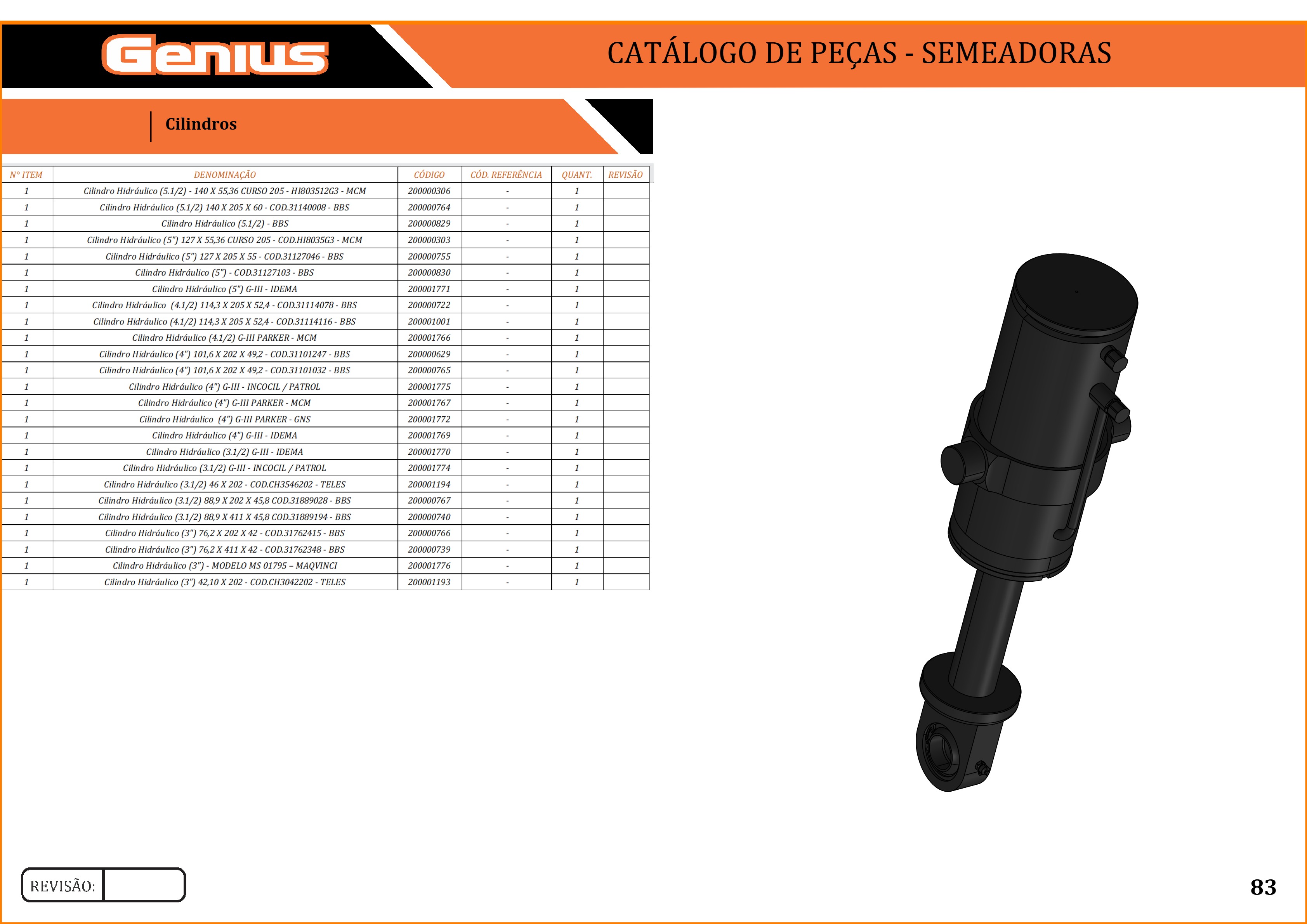 Cilindro Hidráulico (3.1/2) G-III - INCOCIL / PATROL