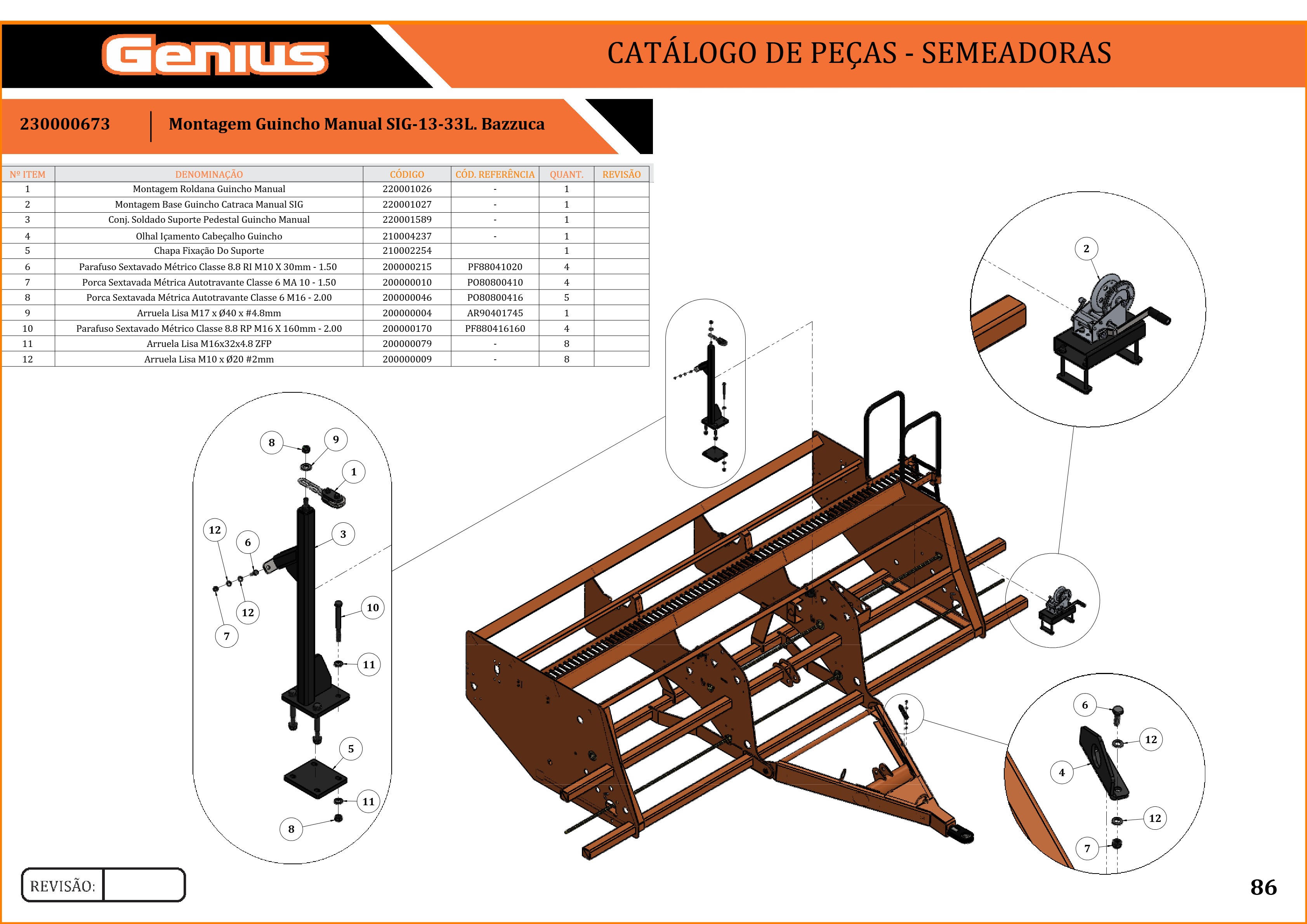 Montagem Guincho Manual SIG-13-33L. Bazzuca