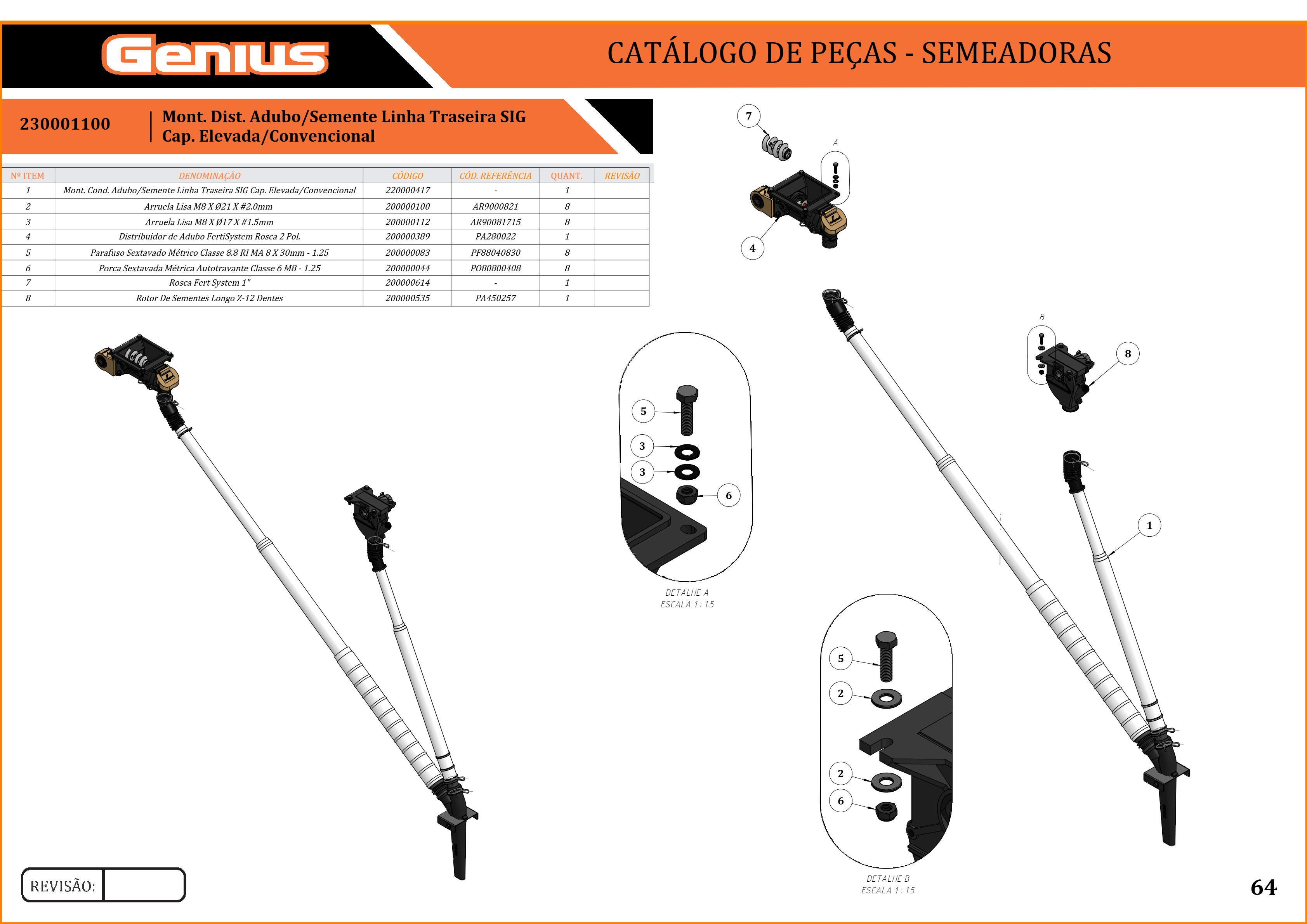 Mont. Dist. Adubo/Semente Linha Traseira SIG Cap. Elevada/Convencional