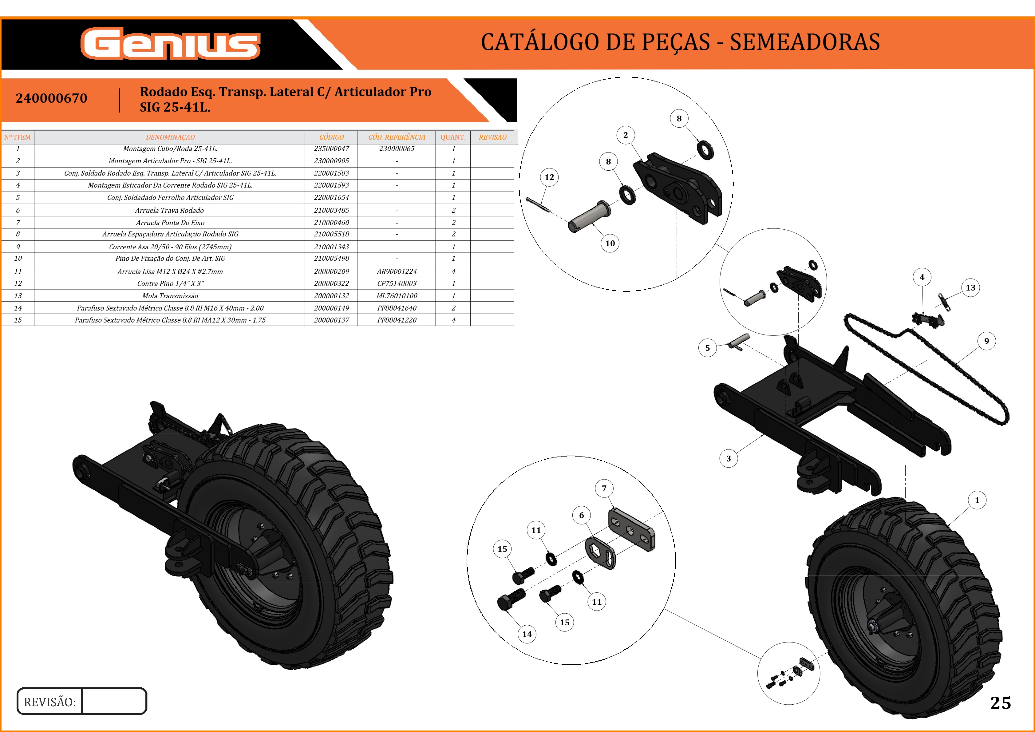 Rodado Esq. Transp. Lateral C/ Articulador Pro SIG 25-41L.